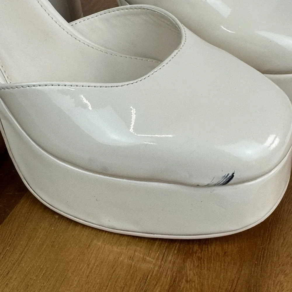 New NWOB Circus NY Sam Edelman Rosa Ivory Patent Platform Block Heels Size 8.5 M